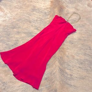 Ralph Lauren hot pink mid length dress with gold neck chain detail